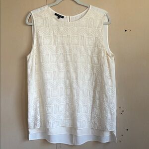 Lafayette 148 New York Ivory Sleeveless Textured Shell